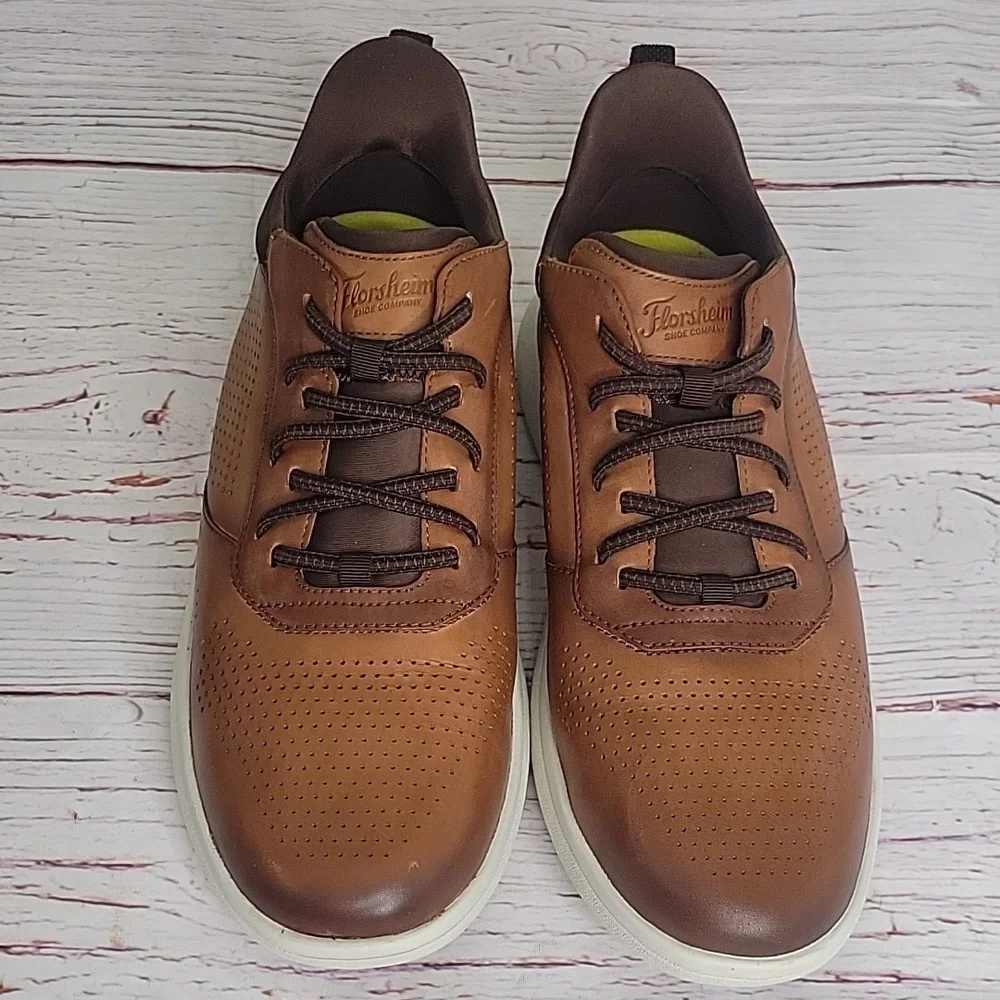 Florsheim Fleet Brown Leather Men's Sneakers Size 12W